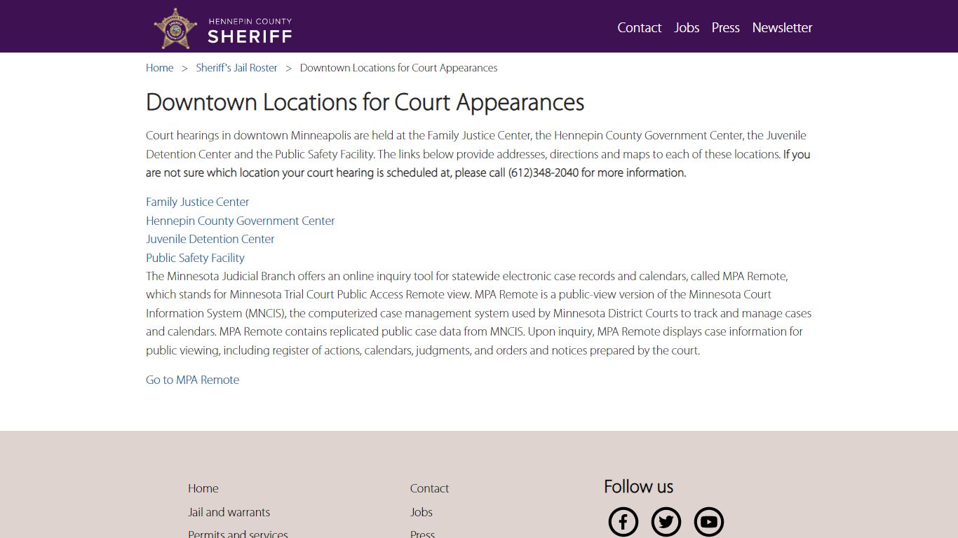 Jail Roster | Hennepin County